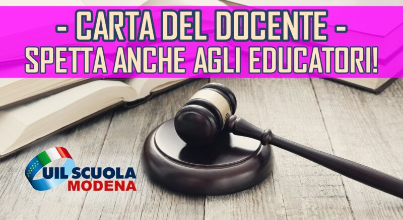 RICORSO – La Corte di Cassazione stabilisce il diritto della carta docente anche a favore degli educatori