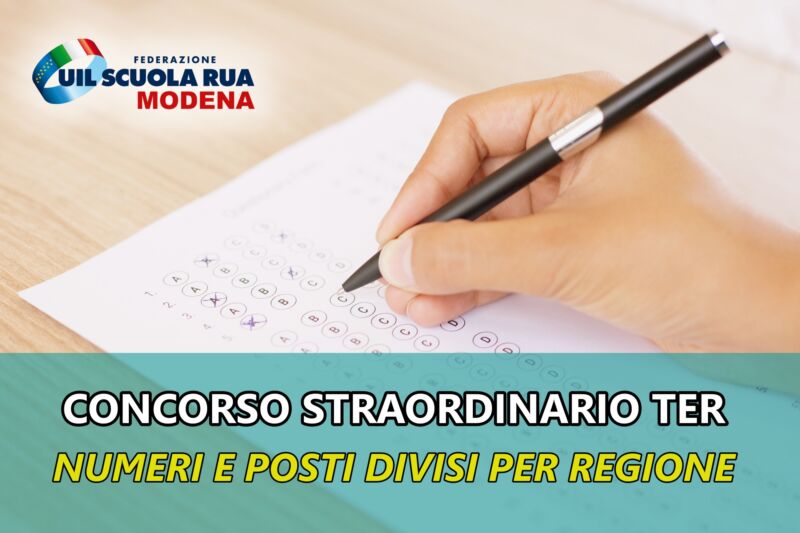 CONCORSO STRAORDINARIO TER: numeri e posti divisi per Regione e ordine di  scuola - TABELLA - Uil Scuola Modena
